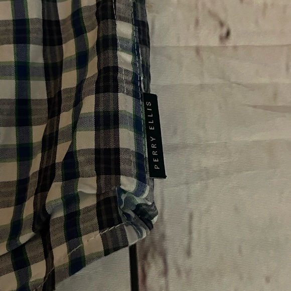 PERRY ELLIS LONG SLEEVE MENS MEDIUM DRESS SHIRT - Picture 10 of 15